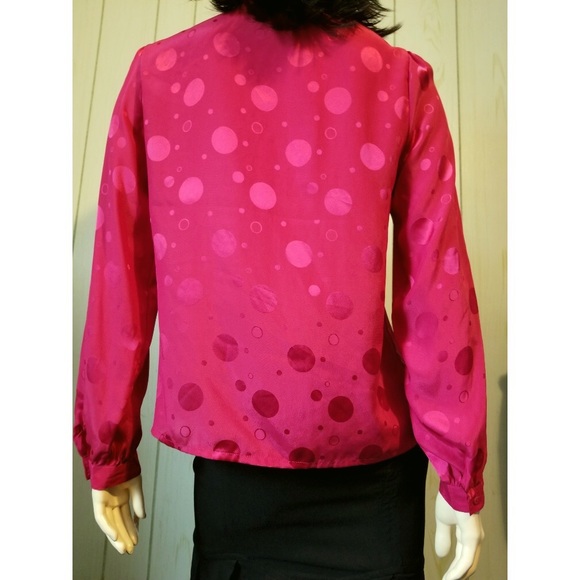 Vintage 80s Secretary Bubble Print TIENECK Blouse NWT - Picture 2 of 6